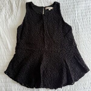 LOFT | Black Lace Peplum Sleeveless Tank | size XS